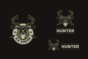 Hunter elk logo vector set, a Branding & Logo Template by DOMHOUZE