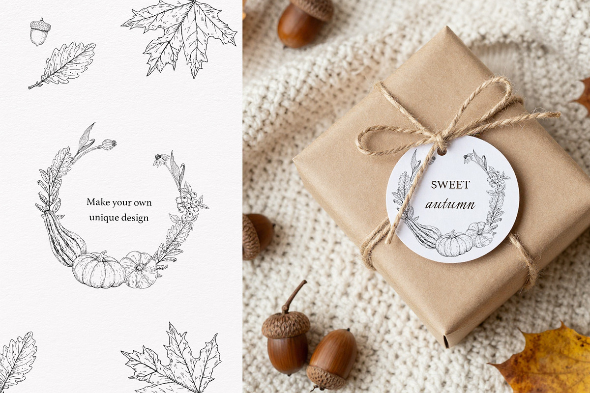 AUTUMN|Botanical line art collection, a Seasonal Illustration by Navenzeles (Photo 8 of 16)