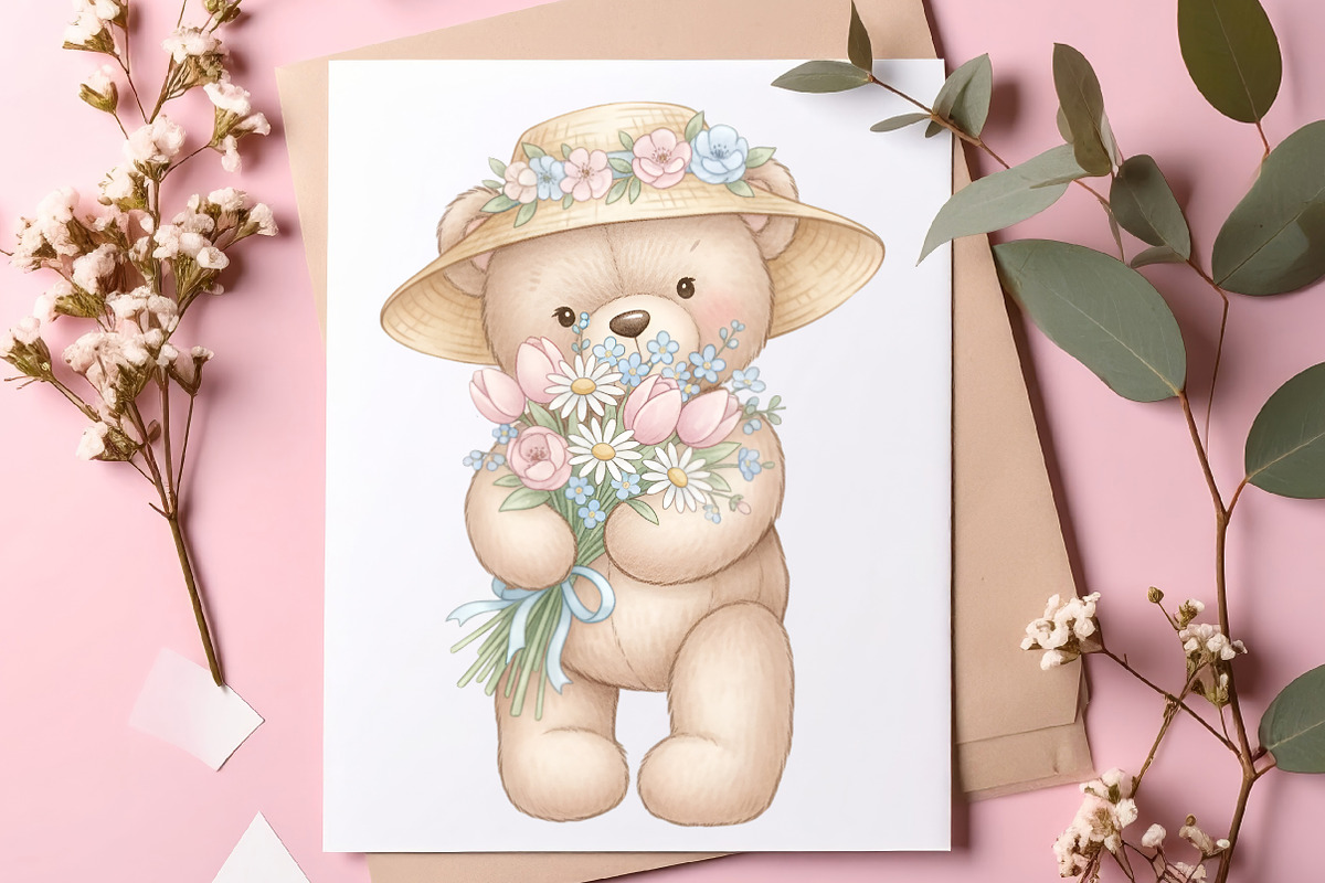 Spring Teddy Bear Clipart, an Illustration by SinaCreation (Photo 7 of 11)