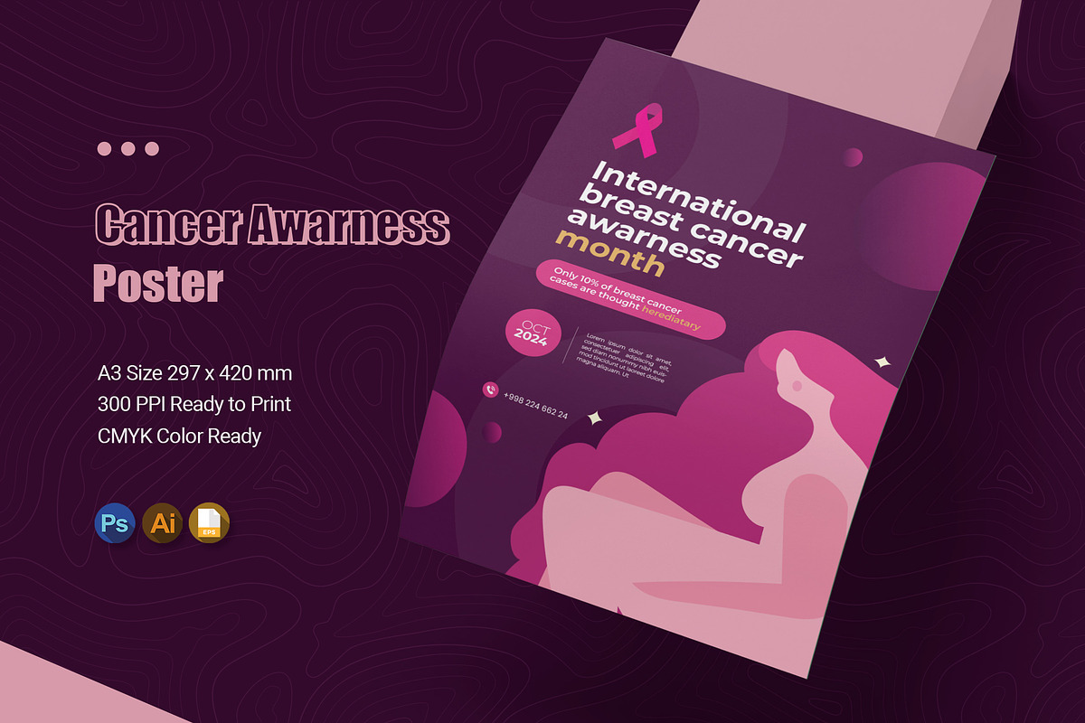 Cancer Awarness Poster, a Poster Template by Esensifiksi.studio