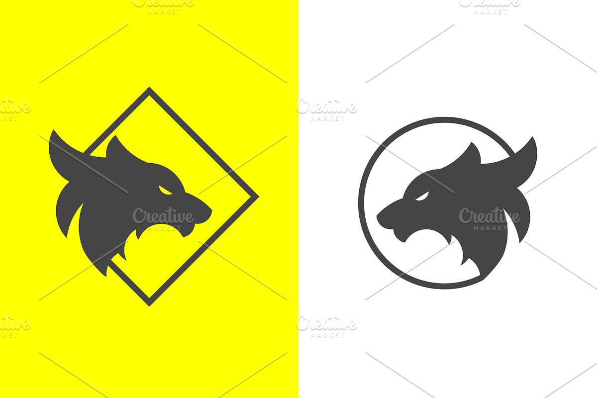 Wolf Head  Frame Logo Design Icon, a Branding & Logo Template by Morvana Crew