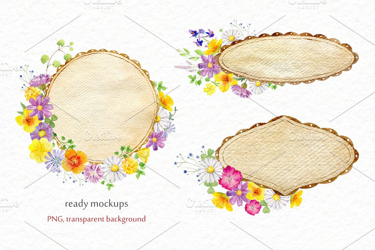 Wild flowers watercolor set, a Background Graphic by Elegantia (Photo 8 of 15)