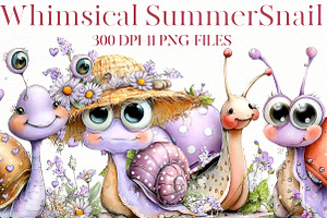 Whimsical summer snail Clipart, an Illustration by Designworld