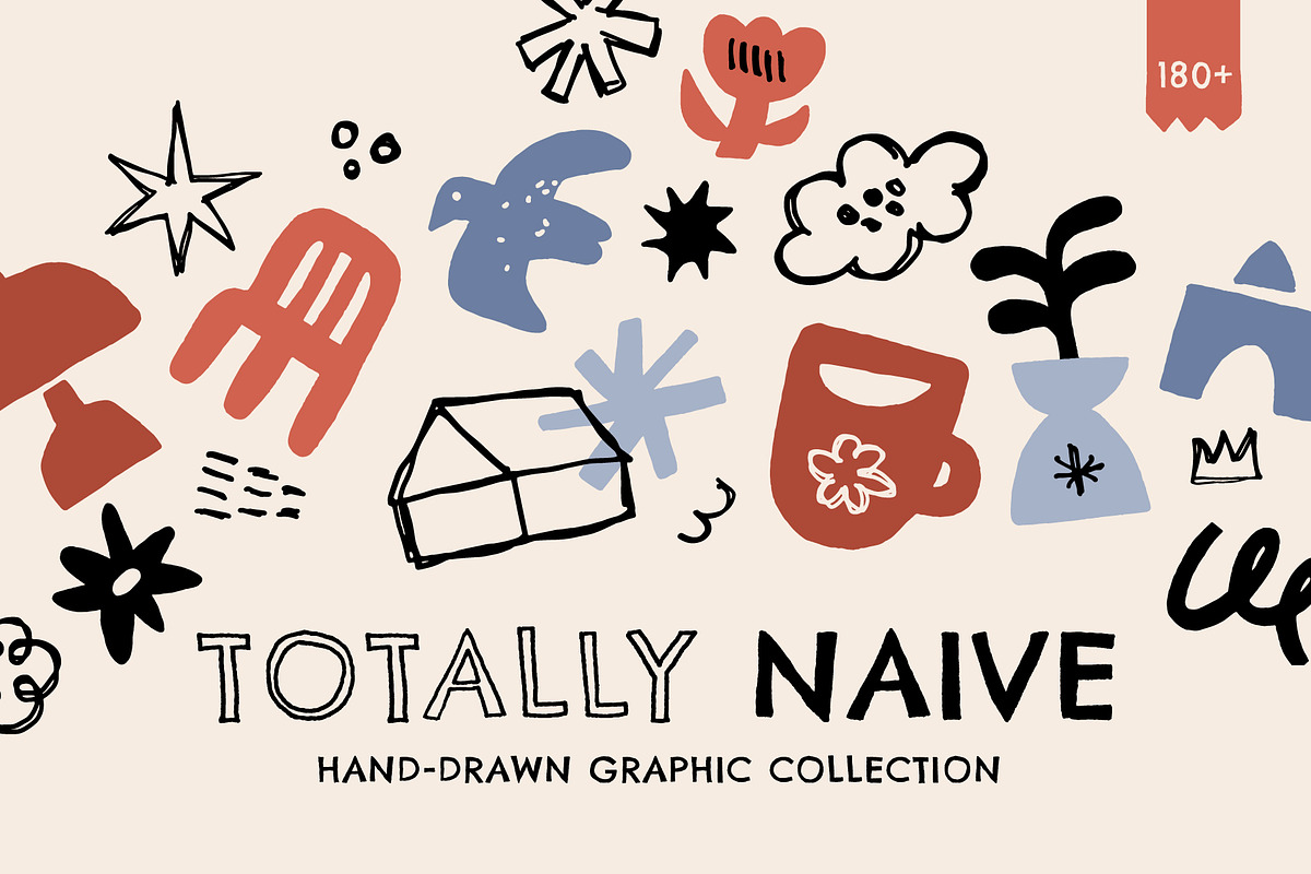 TOTALLY NAIVE: 180+ ELEMENTS, a Decorative Illustration by katieromanoff_art (Photo 1 of 12)