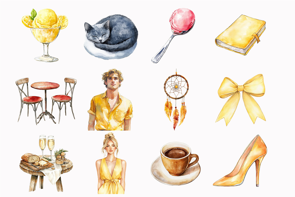 Watercolor Summer Aperitivo Clipart, an Illustration by Design Market (Photo 4 of 5)