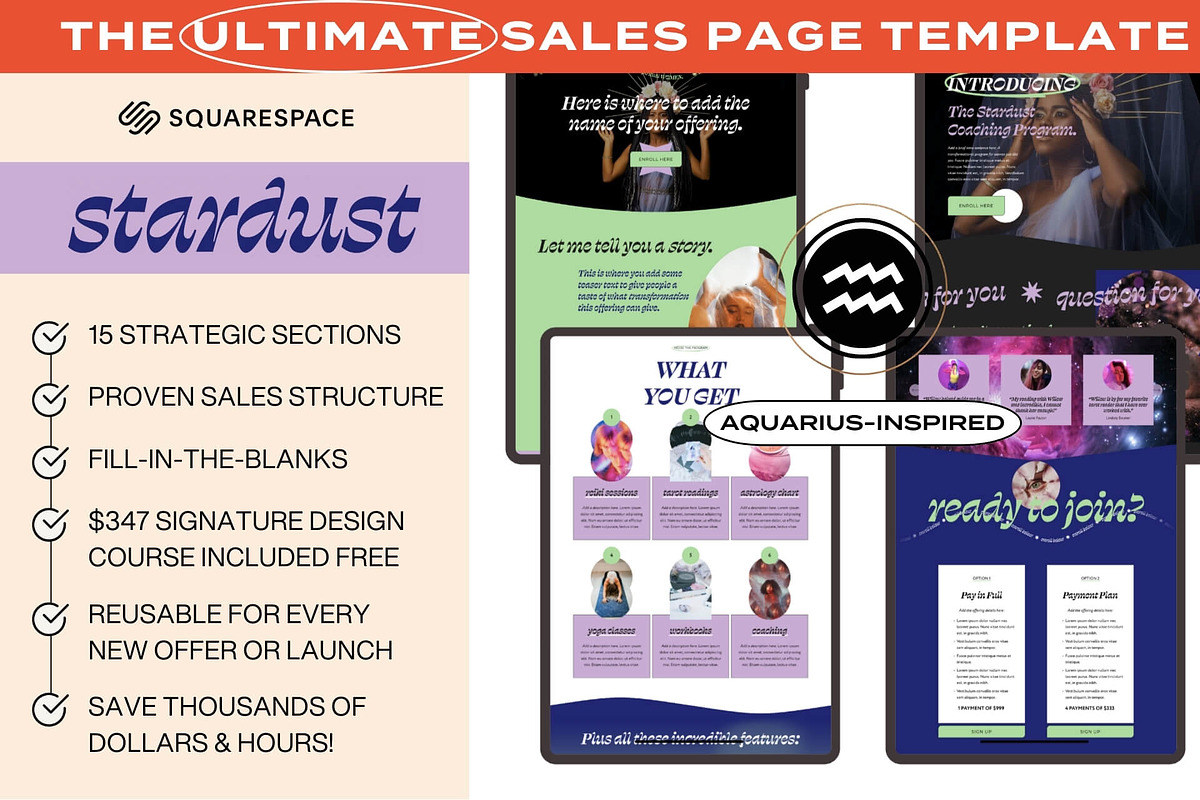 Stardust Squarespace Sales Template, a Squarespace Template by The Humanista Co. (Photo 1 of 3)