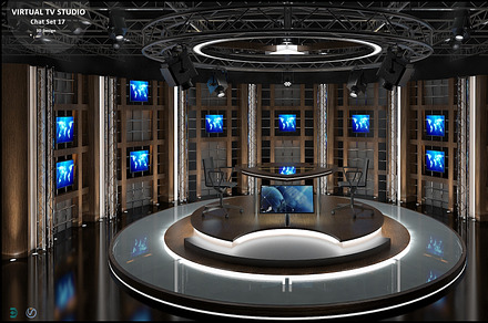 Virtual TV Studio Chat Set 17, a Scene 3D Model by akerStudio