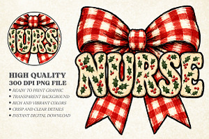 Merry Christmas Nurse Sublimation, a Seasonal Illustration by Libby Wishes