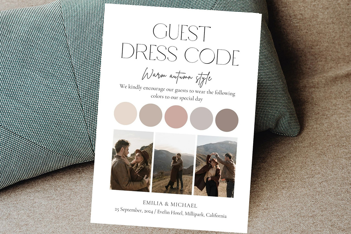 Guest dresscode with photo card, a Stationery Template by EvaTemplates (Photo 2 of 7)