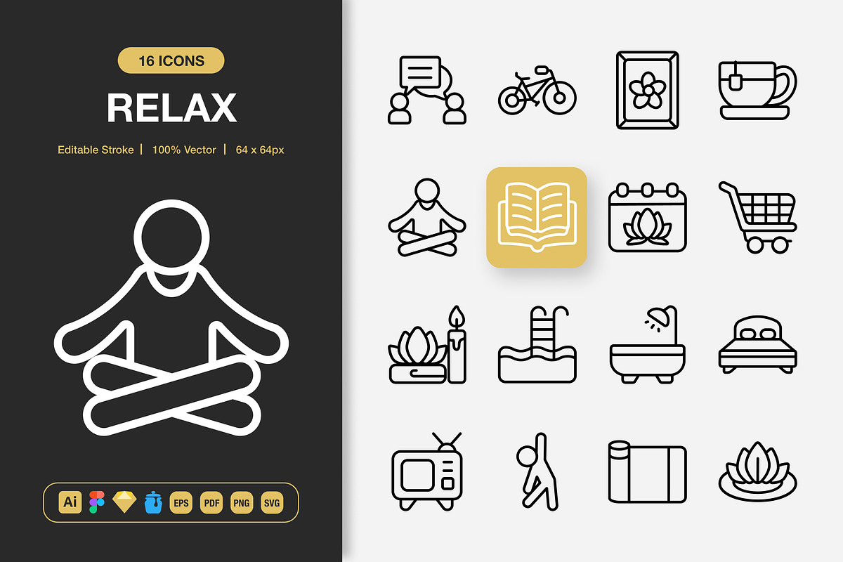 Relax Icons, an Outline Icon by Spacepixel Creative