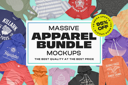 Massive Apparel Mockups Bundle, a Shirt Mockup by GraphicHero