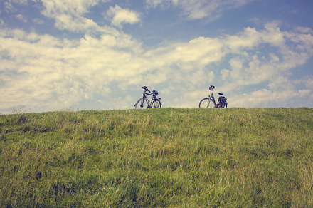 Two bikes on a Dutch dike
