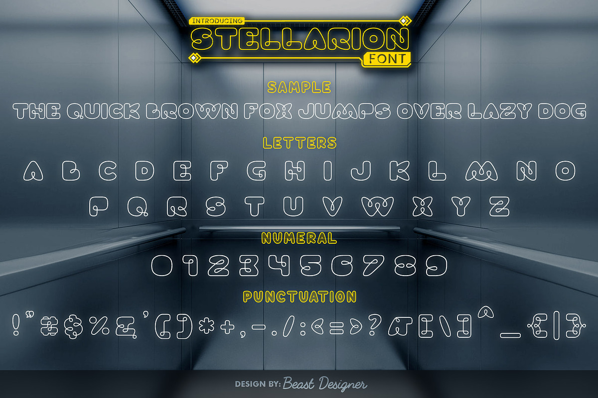 Stellarion Font | Space Sci-Fi Font, a Sans Serif Font by Beast Designer (Photo 2 of 2)