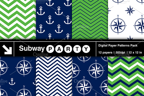 Nautical Navy & Green Papers v1 preview 2
