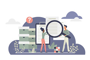 People analyzing documents glass, a Finance Illustration by Lemberg Vector