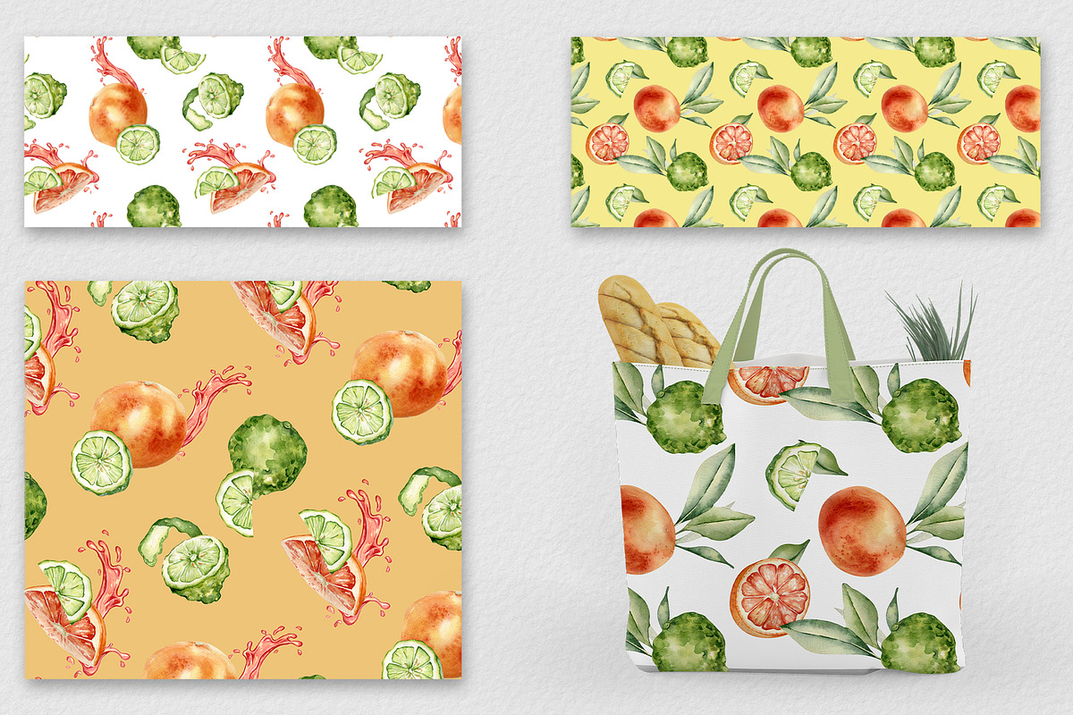 Citrus fruits and flower watercolor, a Decorative Illustration by Kate Lanbina (Photo 17 of 20)
