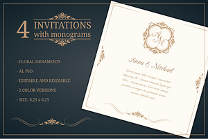 Wedding invitations with monograms