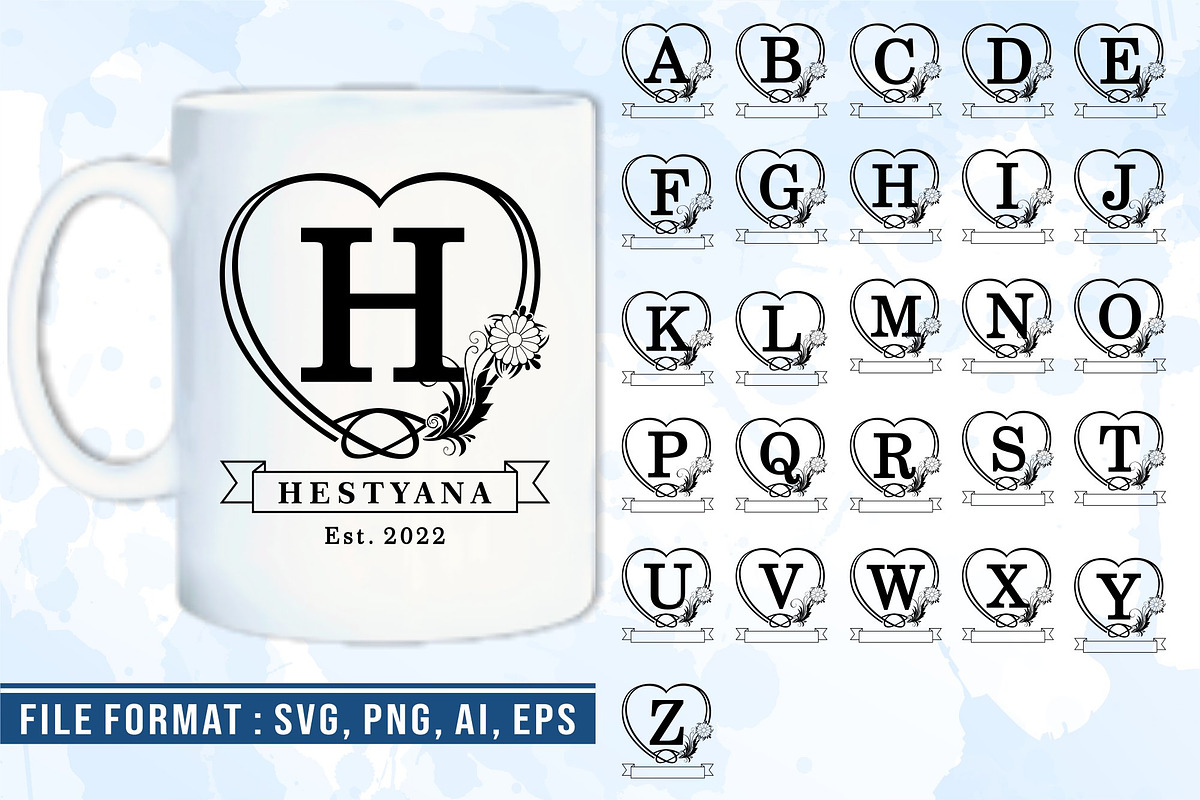 Split Monogram Letter SVG Bundle, an Object Graphic by D2PUTRI (Photo 19 of 19)