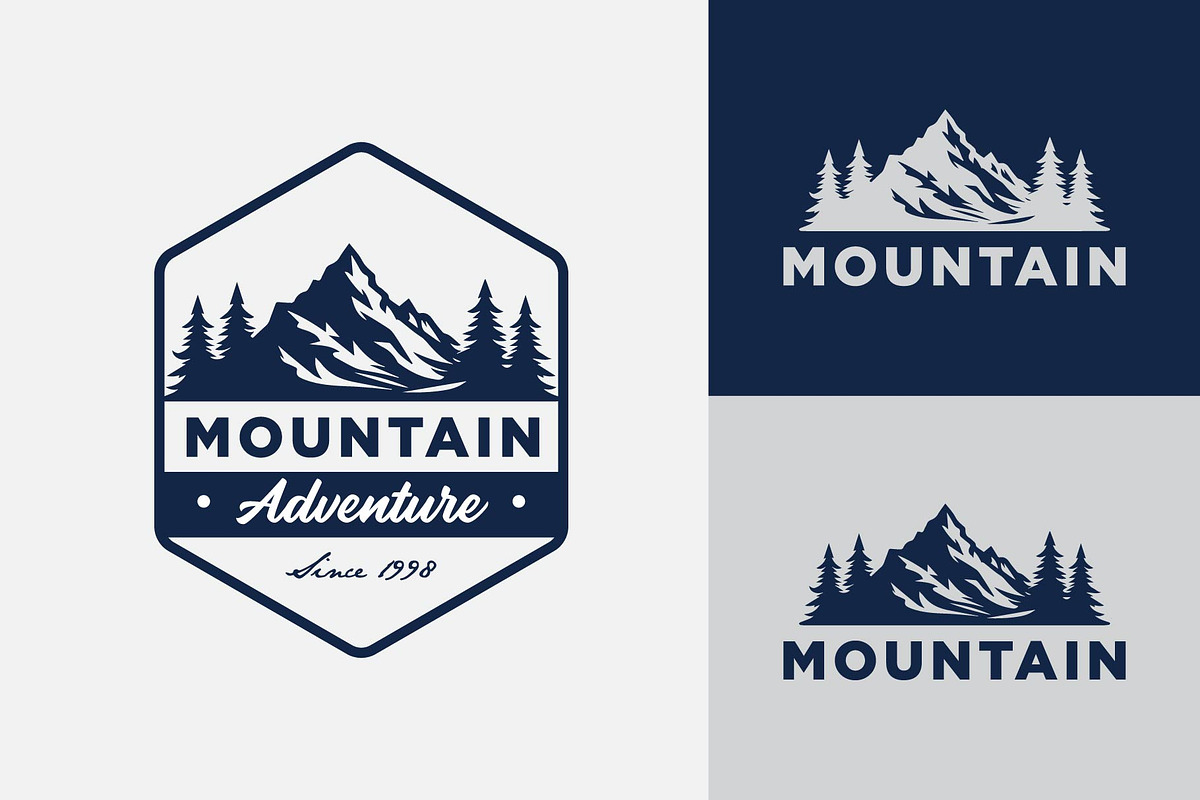 Mountain summit with Lake Forest, a Branding & Logo Template by funpixel