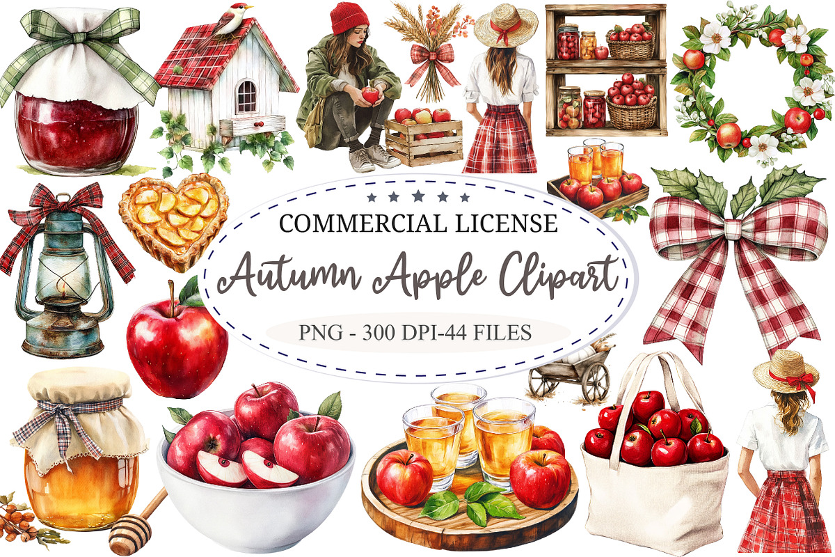 Autumn Apple Clipart Bundle, a Seasonal Illustration by designcity5 (Photo 1 of 5)