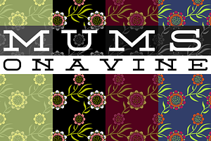 Leafy Mums Pattern Tile