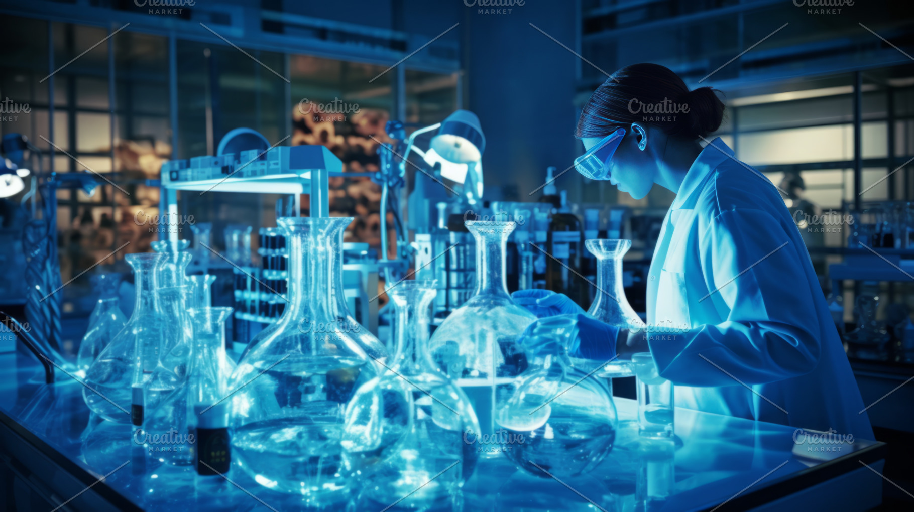 Female Scientist Working in a Futuristic Laboratory, an Abstract Photo by Natalia Klenova's Shop