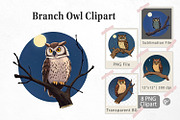 Branch Owl Clipart, a Graphic by Artnoy (Thumbnail 1 of 5)