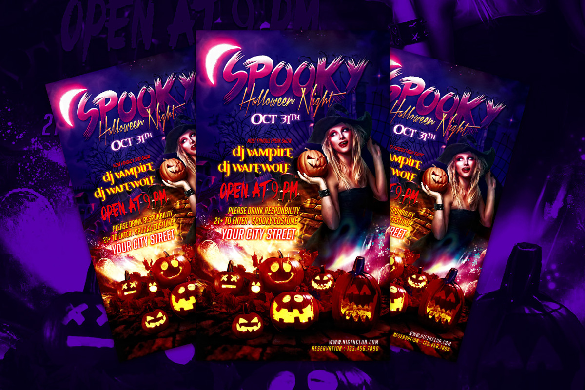 Spooky Halloween Night Flyer, a Flyer Template by InTheSky15 (Photo 2 of 2)