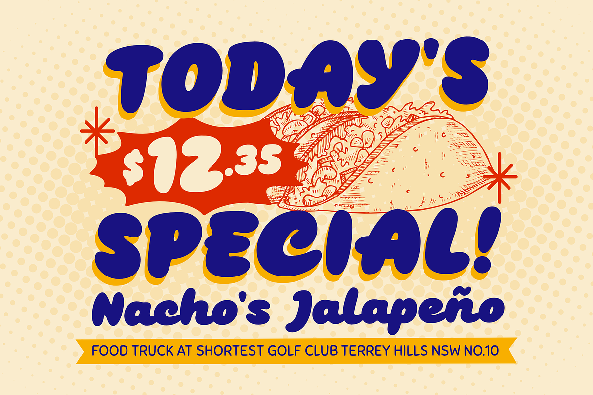 Munchero - Bold Retro Bodega Script, a Script Font by Typia Nesia (Photo 2 of 11)
