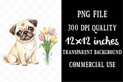 Cute Watercolor Pug Dog, an Illustration by Designking (Thumbnail 4 of 5)