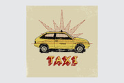 Taxi retro grunge vector poster set., a Transportation Illustration by PoPaShop (Thumbnail 6 of 15)
