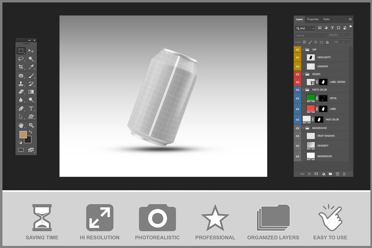 Can Soda Mockup PSD, an Advertising Mockup by Bruno's Shop (Photo 3 of 4)