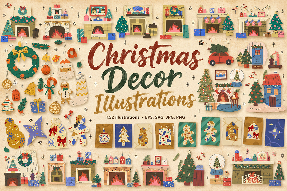 Christmas Decor Clipart, a Seasonal Illustration by Anna Studio (Photo 1 of 13)