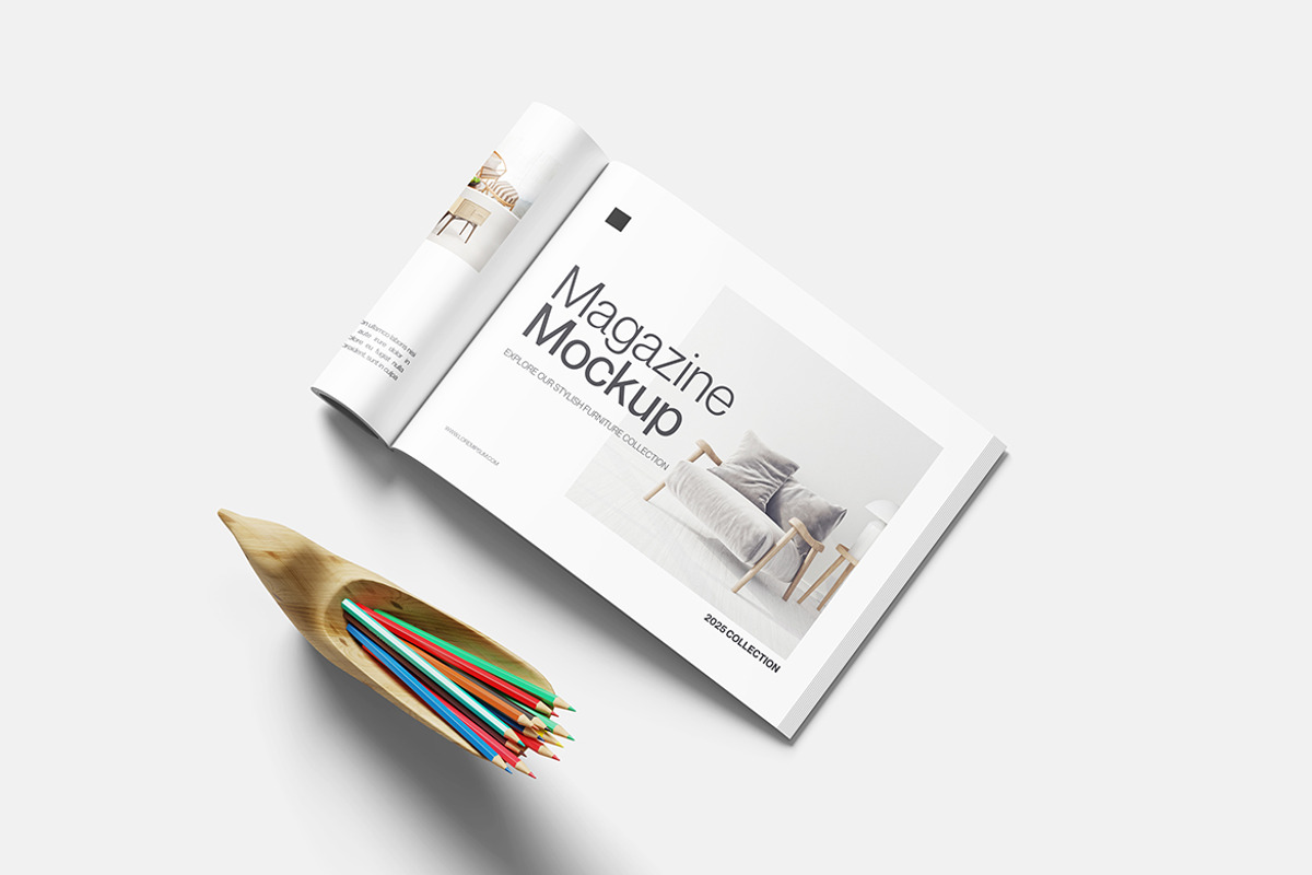 Landscape Magazine Mockup, a Books & Magazine Mockup by bimockup