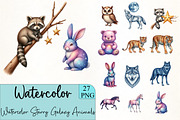 Watercolor Starry Galaxy Animals Cli, an Illustration by CrexoraLab (Thumbnail 1 of 5)