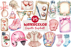 Coquette Baseball Clipart, an Illustration by CreationArt