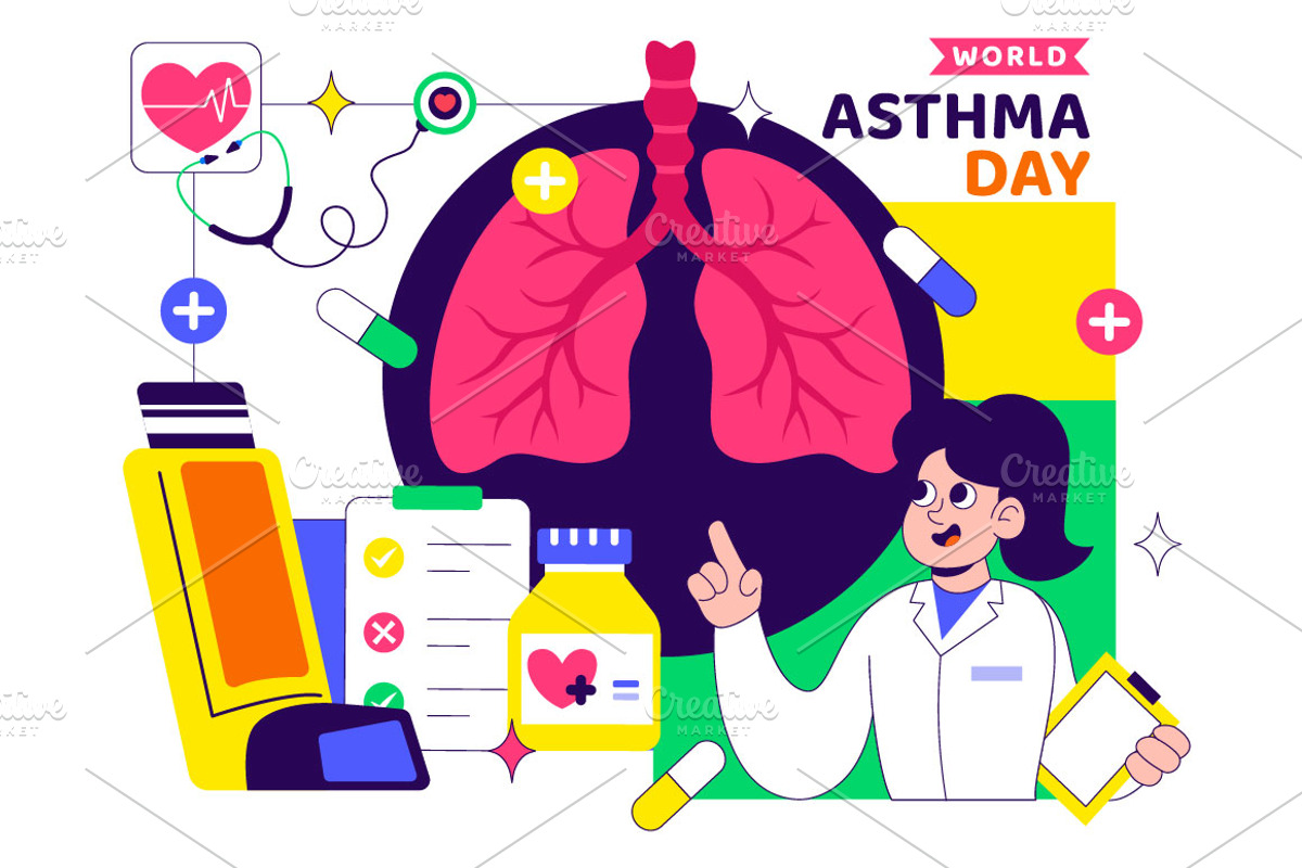 10 World Asthma Day Illustration, a Healthcare Illustration by denayunebgt (Photo 4 of 4)