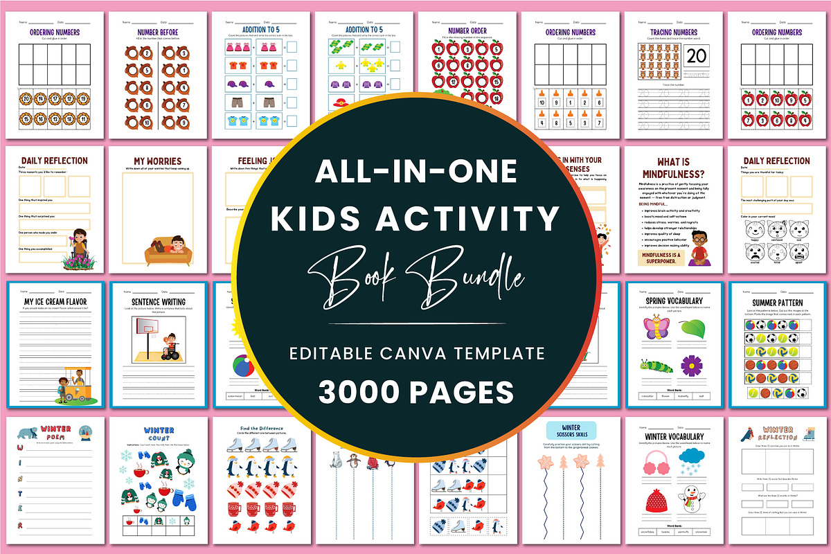 All-In-One Kids Activity Book Bundle, a Stationery Template by Shumaya (Photo 1 of 5)