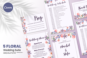 Floral Wedding Suite Canva Template, a Marketing Template by ArbaStudio