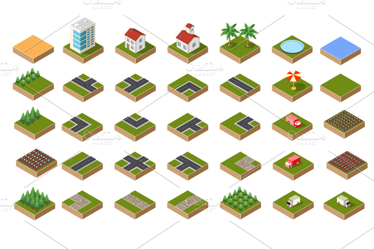 Isometric city map set, an Object Graphic by AlexZeL (Photo 2 of 2)
