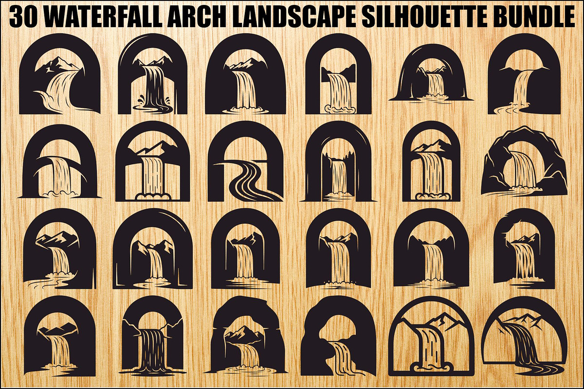 Waterfall Arch Landscape SVG Bundle, an Illustration by jahid234 (Photo 1 of 31)
