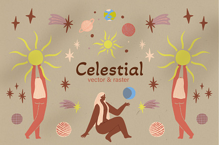 Celestial women vector collection