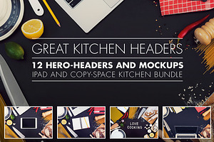 Kitchen hero headers and mockups