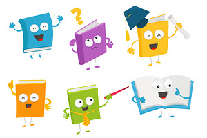 Collection Of Cute Book Characters, an Education Illustration by pinipin