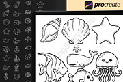 130 Ocean Animals Procreate Stamps, a Brush Add-On by DrawingStoryShop (Thumbnail 2 of 6)