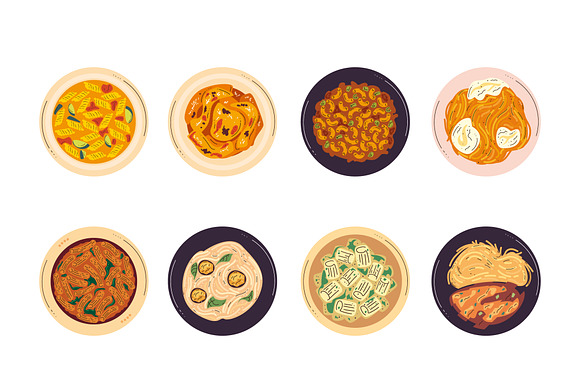 Pasta Dishes Illustration Set preview 2