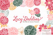 Vector & Clipart Dahlia Flowers, an Illustration by Amanda Ilkov (Thumbnail 1 of 4)