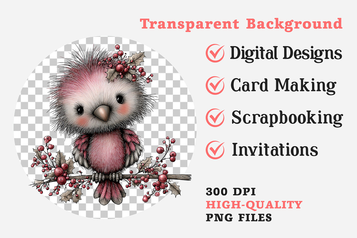 Whimsical Christmas Fluffy Birds, an Illustration by Dream Creation (Photo 7 of 7)