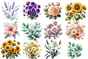 Floral Clipart  Bundle, an Illustration by Designworld (Thumbnail 2 of 4)