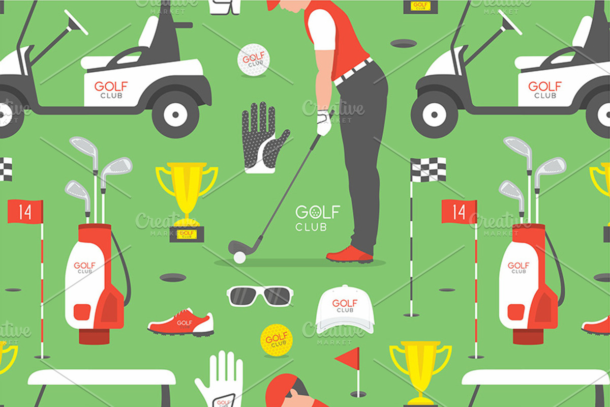 Seamless pattern with Golf game, a Pattern Graphic by Volyk (Photo 2 of 3)